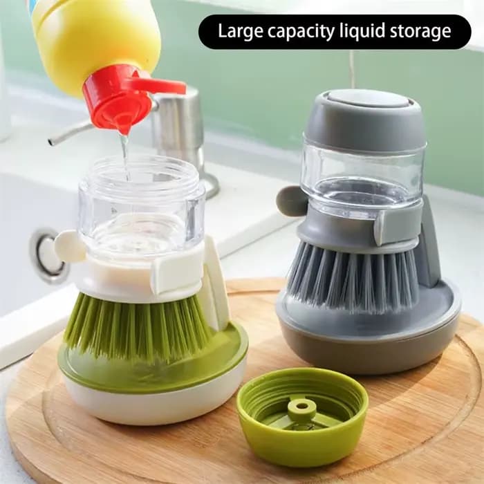 Distributeur de savon, brosse à vaisselle, brosse à paume, brosse à récurer avec support de rangement et Base de Drainage, brosse à récurer pour Pot de cuisine domestique