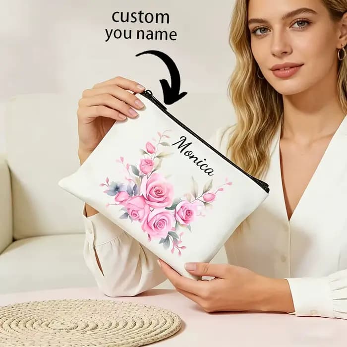 Pochette à maquillage personnalisée avec nom - Tendresse exclusive cachée dans chaque détail. Sac