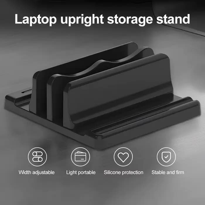 Support vertical pour ordinateur portable en ABS, permettant de gagner de la place sur le bureau, facile à placer, accessoires informatiques, largeur réglable, rangement pour bureau