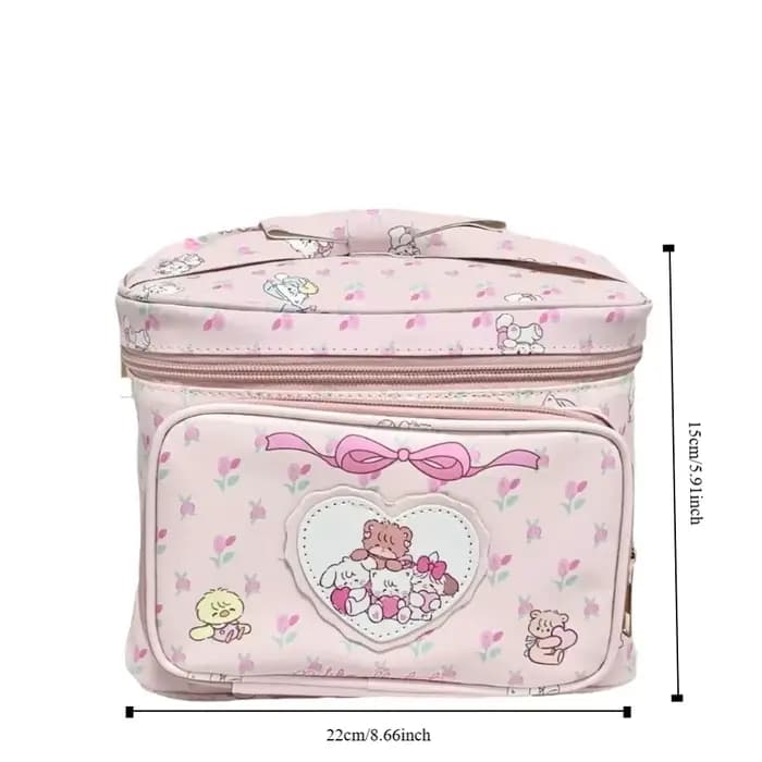 Kawaii Mikko Joint – sac à cosmétiques avec nœud Double couche
