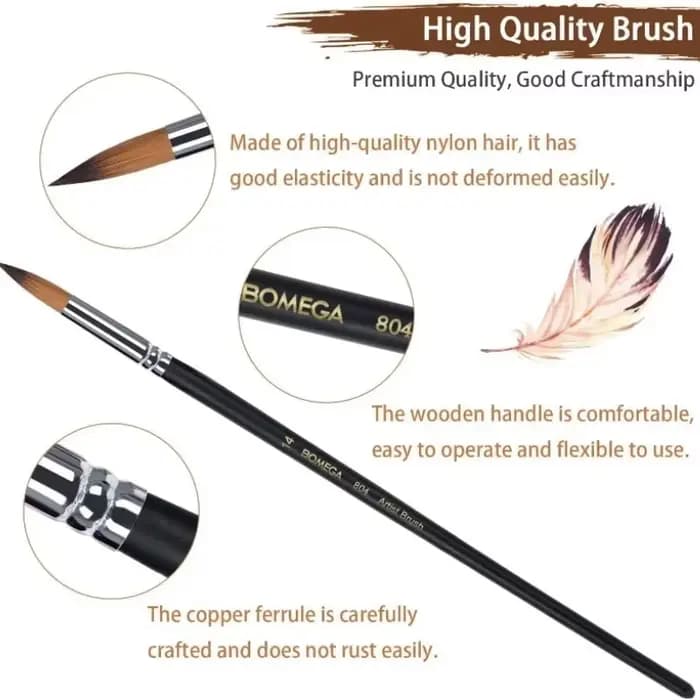 Pinceaux à peinture aquarelle professionnels, pinceaux ronds, 9 pièces/ensemble, pinceaux pour peinture à l'aquarelle, à l'huile, à l'acrylique, fournitures d'art
