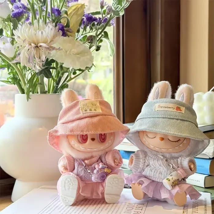 Accessoires pour Labubu V1 V2, vêtements pour Labubu, série de fête assise, ensemble jupe et chapeau en fil doux d'été