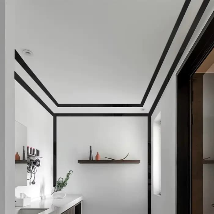 Bande de miroir de bord de plafond, 50cm, auto-adhésive, en acrylique, pour carrelage mural, décoration murale 3D, décoration de fond de télévision, DIY bricolage