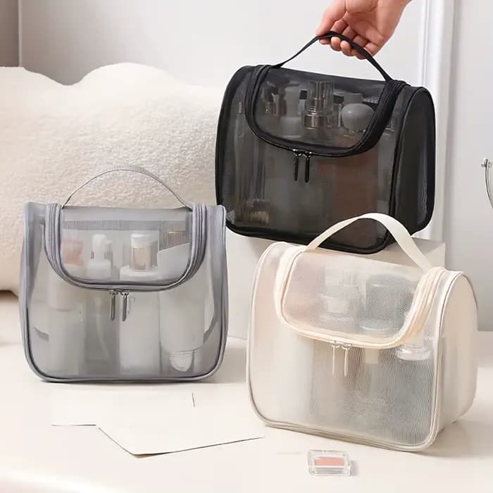 Sac cosmétique en maille de nylon transparente
