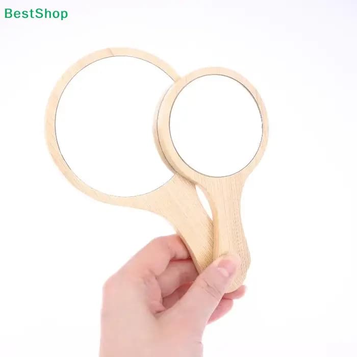 ❄ Miroir à main en bambou naturel – 2 tailles