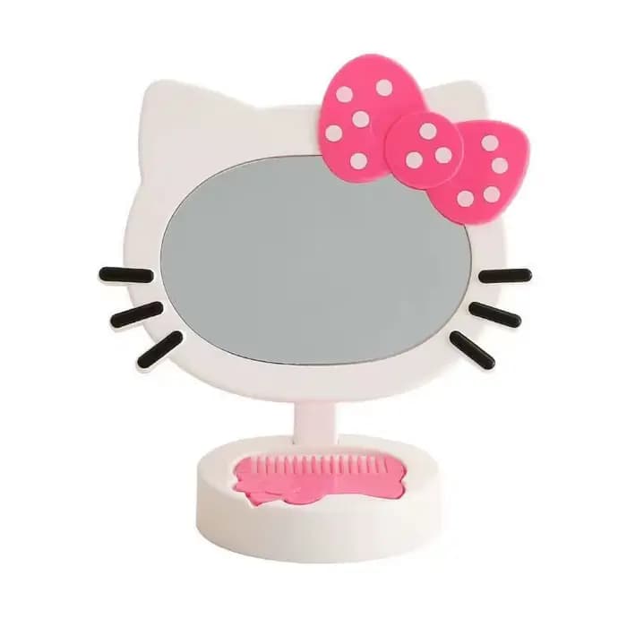 Miroir de bureau créatif Hello Kitty style avec peigne intégré pour dortoirs étudiants