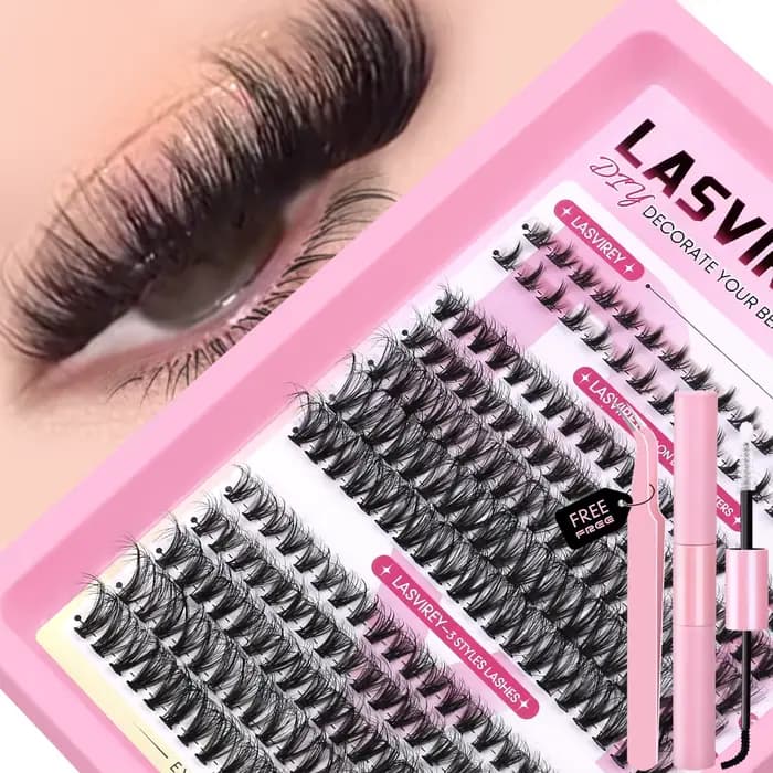 LASVIREY Kit de faux cils en grappes à poser soi-même