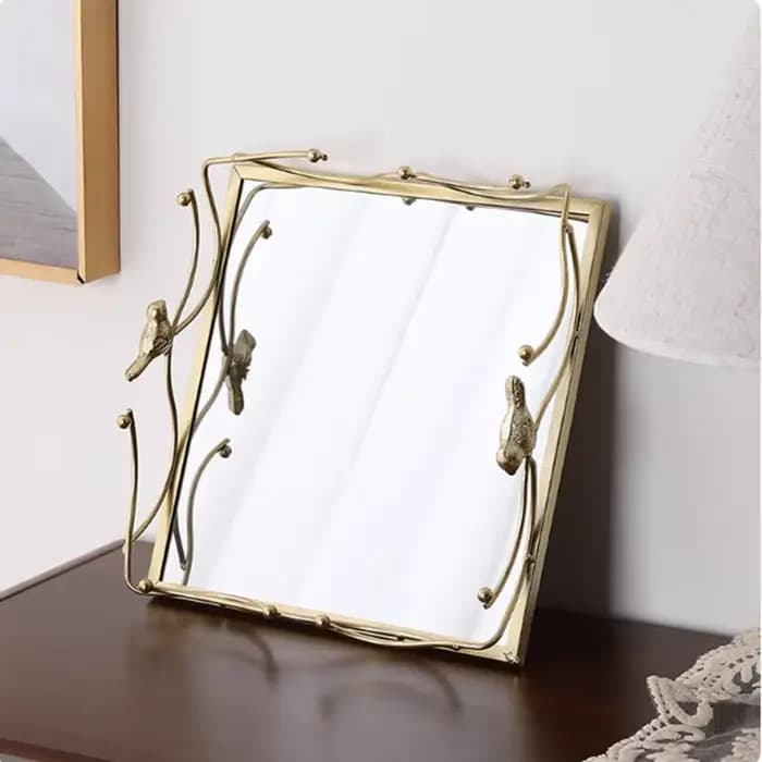 Plateau miroir rectangulaire en verre