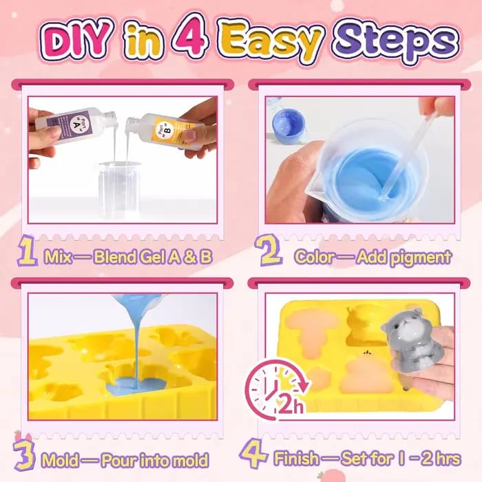 Kit de fabrication de jouets squishy en silicone liquide AB 1:1 DIY Animal Taba, créez vos propres jouets squishy, kits d'artisanat pour enfants et adultes