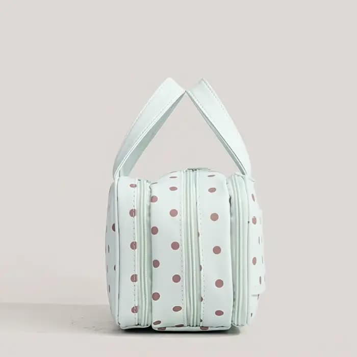 Sac de maquillage portable à pois