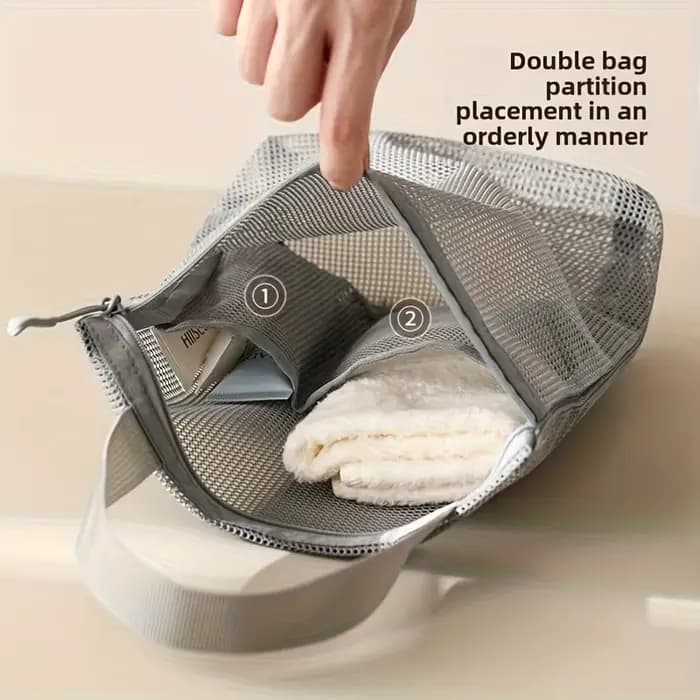 Trousse de toilette de voyage en maille à séchage rapide – Grande capacité