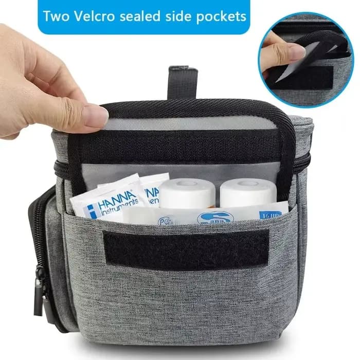 Sac de Kit de médicaments de grande capacité, poignée de rangement tripée, sac de transport de médicaments, boîtes à médicaments portables à fermeture éclair en couches pour Camping