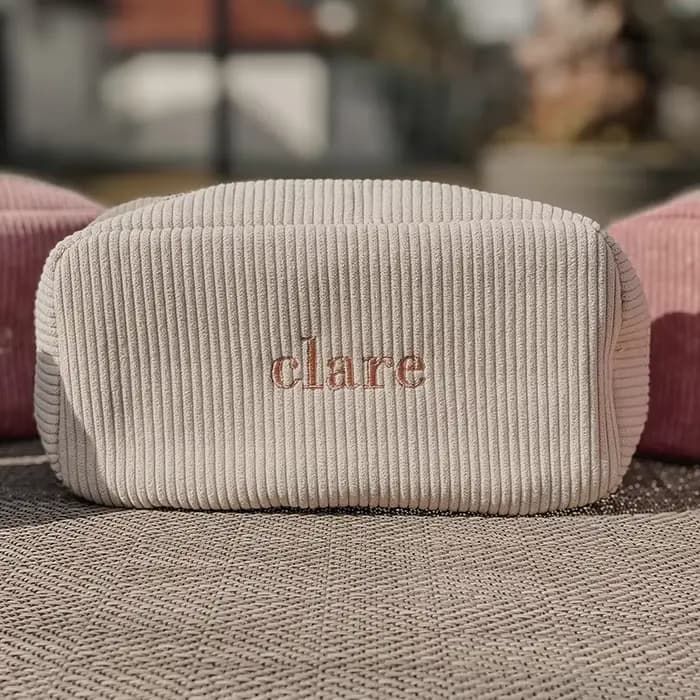 Sac à cosmétiques brodé personnalisé avec nom