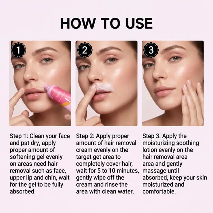 Kit de crème dépilatoire indolore pour le visage et le corps, formule douce à action rapide, apaise les rougeurs, crème dépilatoire réparatrice hydratante en profondeur
