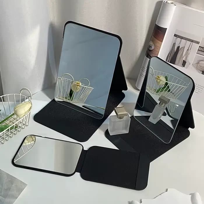 Miroir de Maquillage de Bureau en Cuir PU