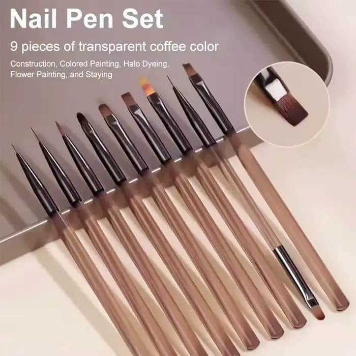 9 pièces brosse à ongles pour Nail Art Design