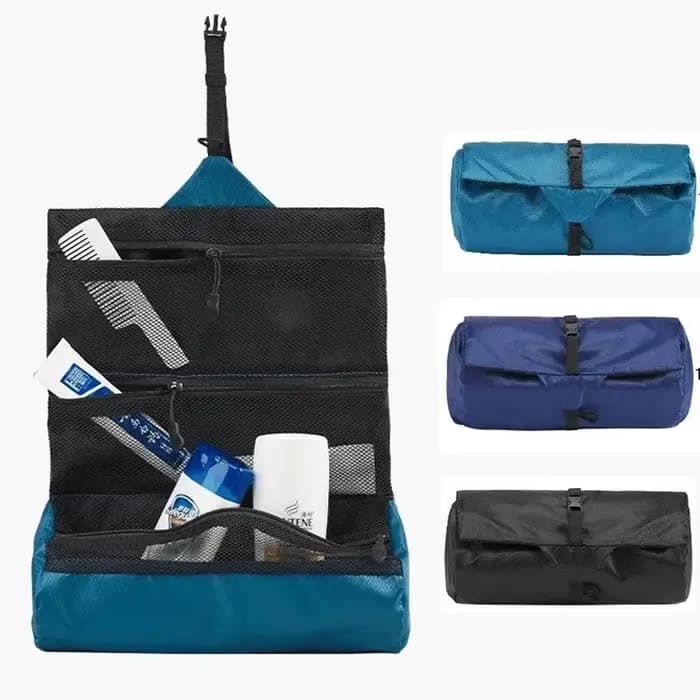 Organisateur de toilette pliable de qualité supérieure : sac de lavage portable étanche pour le camping