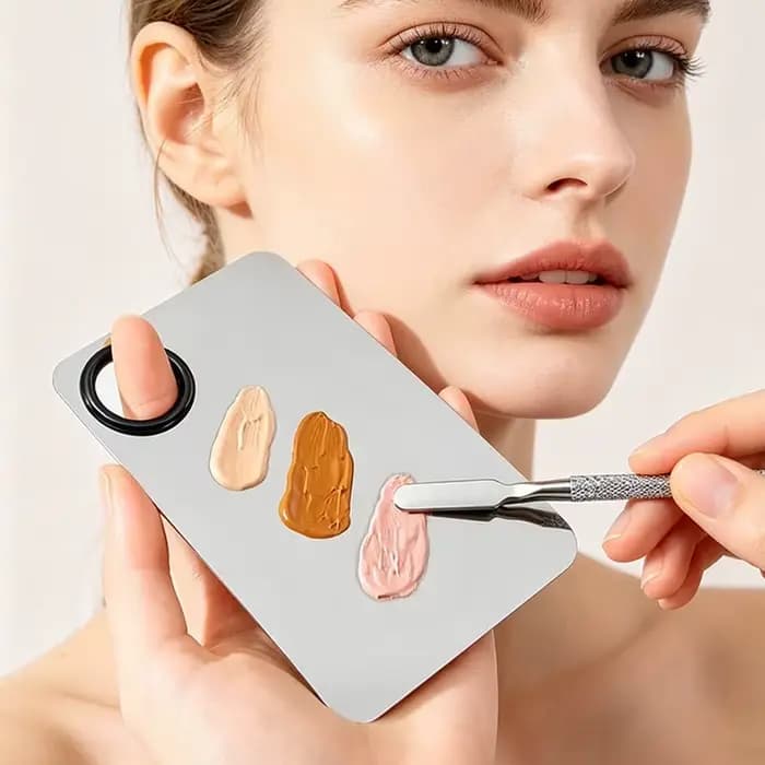 Set Brosse Fond de Teint Plate avec Palette de Mélange