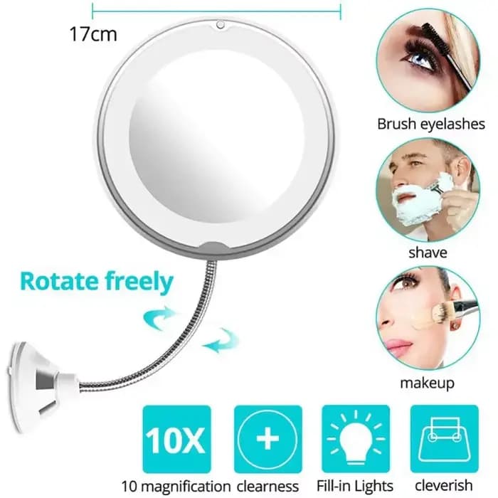 Miroir de Maquillage Rotatif à 360 ° avec Lumière LED