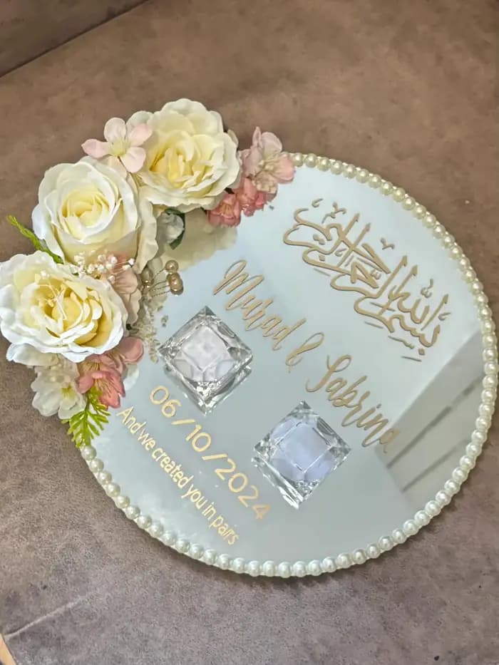 Accessoires pour assiettes à bagues : plaque miroir en acrylique