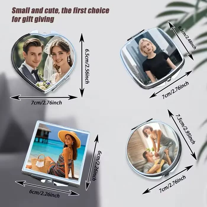 Miroir de maquillage personnalisé en forme de cœur