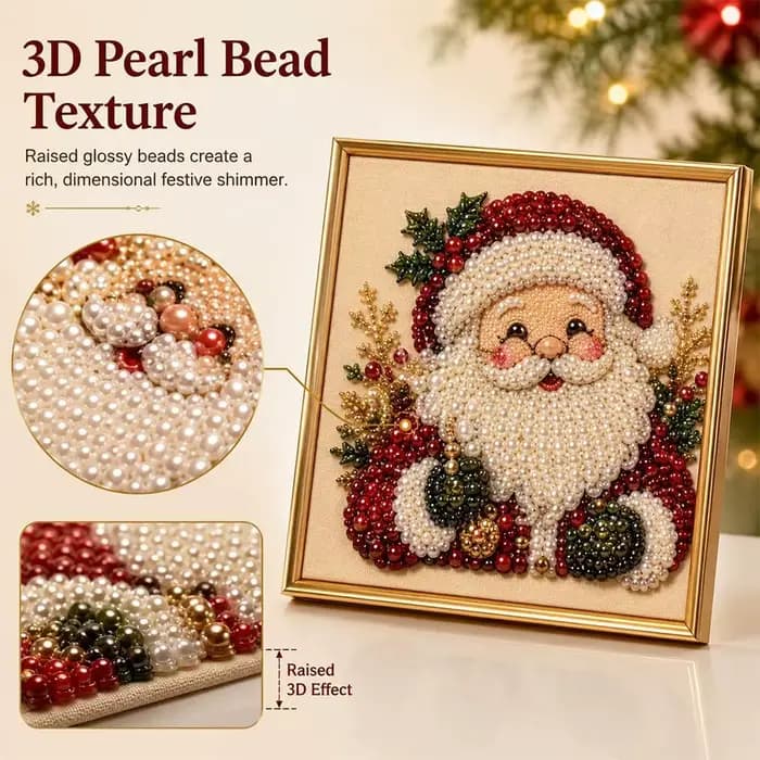 Kit d'art de peinture au diamant et perles DIY pour Noël avec cadre, artisanat d'art en perles de Noël pour la décoration murale de la maison pour adultes débutants