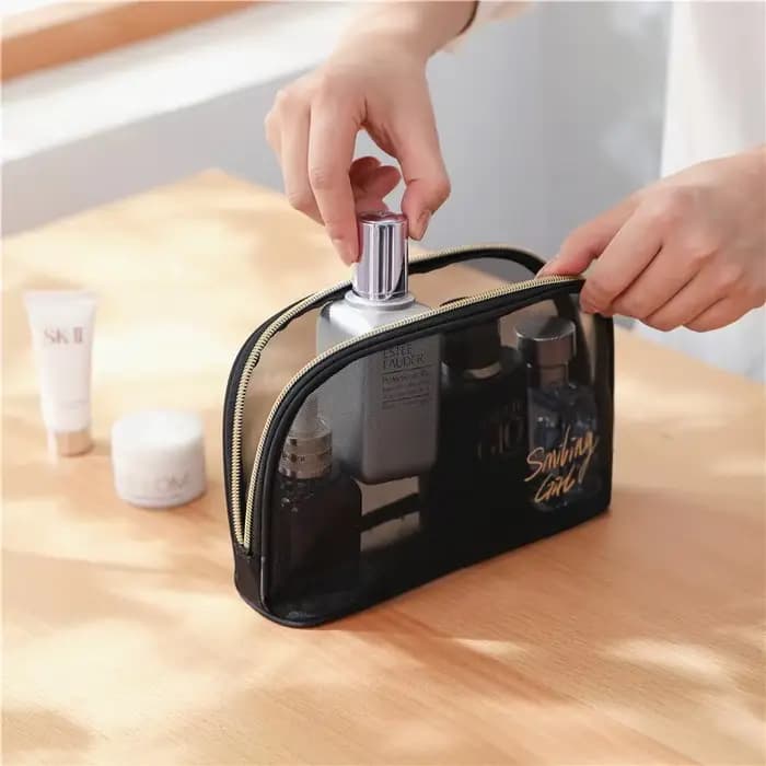 Sac de maquillage en maille transparente