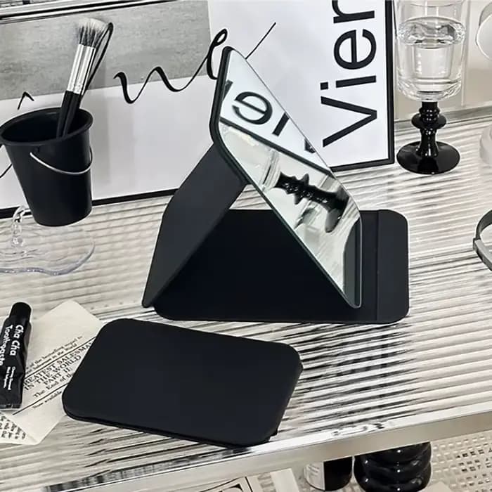 Miroir de Maquillage de Bureau en Cuir PU