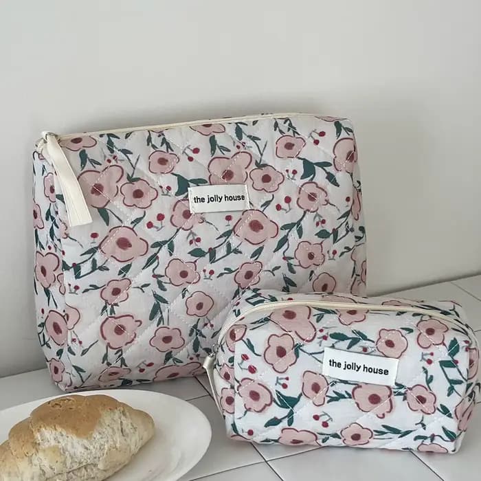 Sac de toilette matelassé à fleurs YT