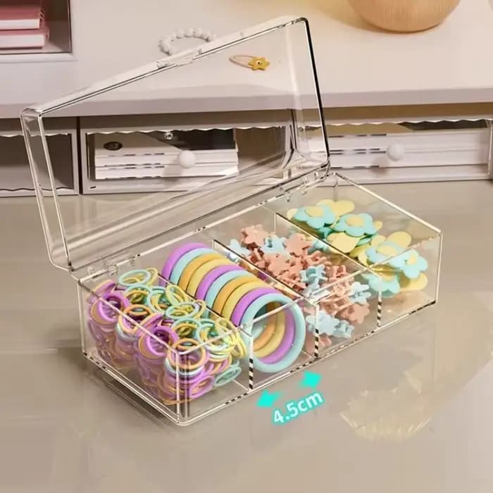 Boîte de rangement en acrylique pour accessoires de cheveux