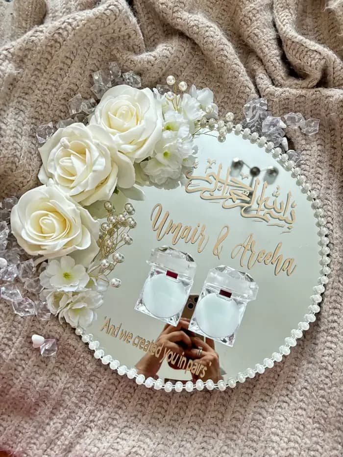 Accessoires pour assiettes à bagues : plaque miroir en acrylique