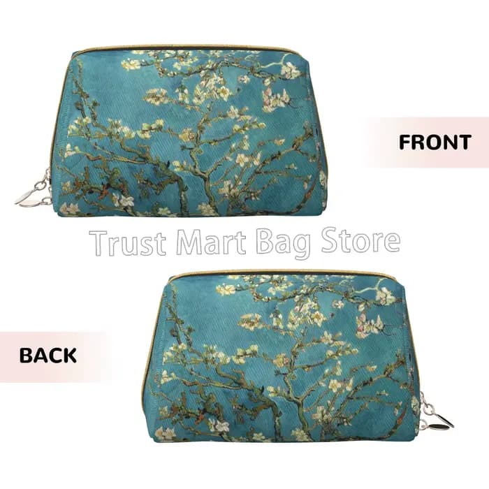 Vincent Van Gogh fleur d'amande grand sac de maquillage de voyage sacs à cosmétiques en cuir sac de rangement pour femmes pochette de toilette étanche