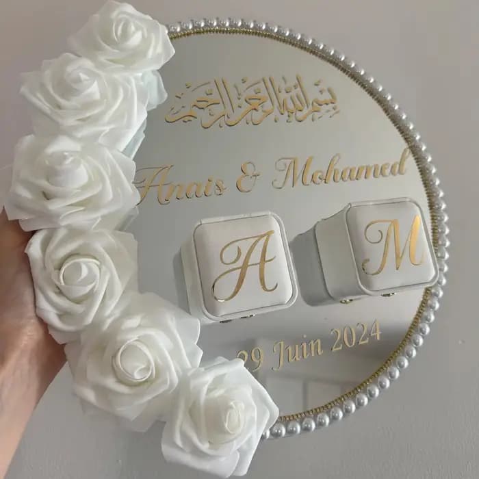 Accessoires pour assiettes à bagues : plaque miroir en acrylique