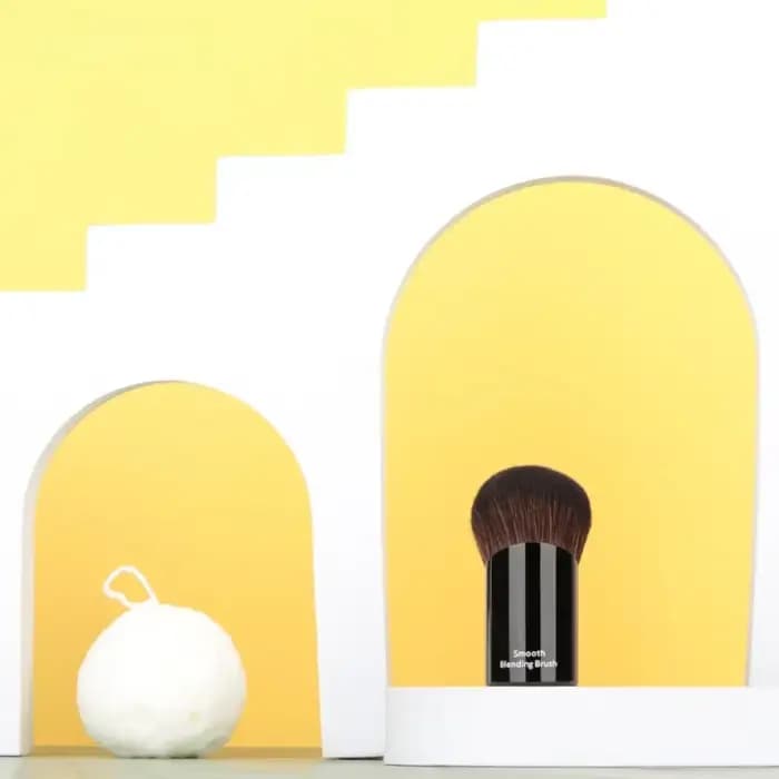 Kabuki – brosse de mélange lisse, coudée, Portable, pour poudre de voyage, fond de teint, outil cosmétique avec cheveux synthétiques