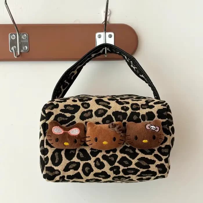 Sac de maquillage à imprimé léopard