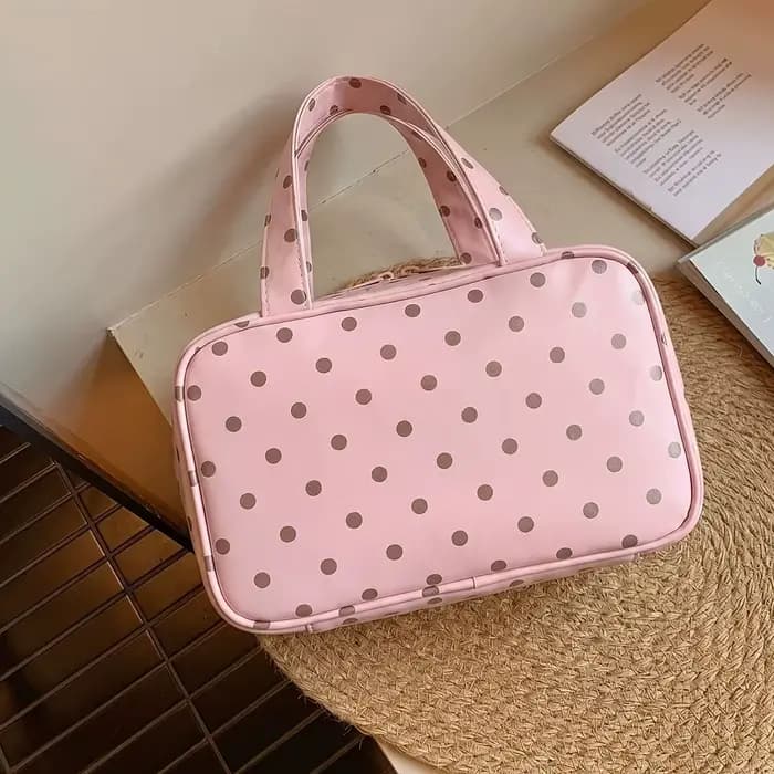 Sac de maquillage à pois pour femmes
