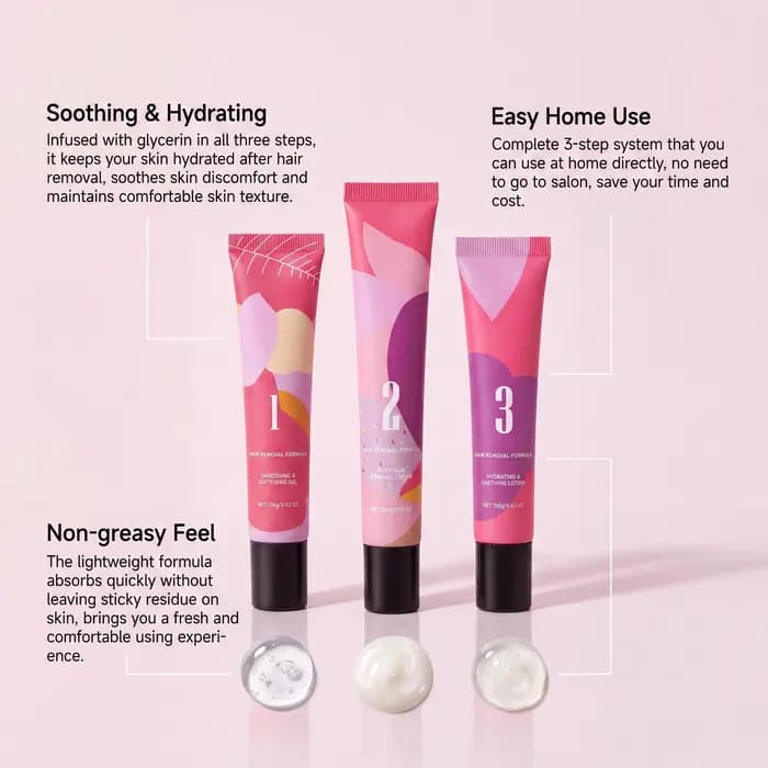 Kit de crème dépilatoire indolore pour le visage et le corps, formule douce à action rapide, apaise les rougeurs, crème dépilatoire réparatrice hydratante en profondeur