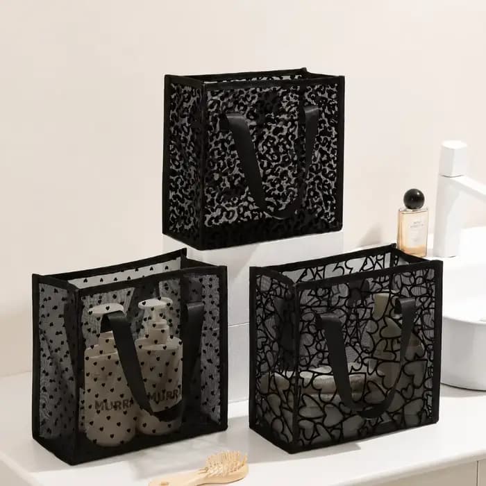 Nouvelle trousse de toilette en maille grande capacité, sac de rangement transparent pour maquillage, sac de douche à séchage rapide, sac de toilette portable