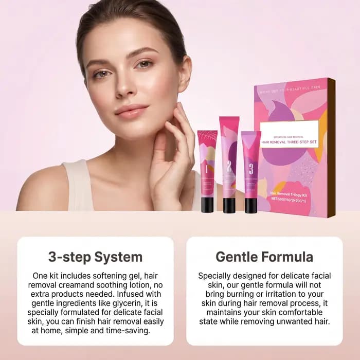 Kit de crème dépilatoire indolore pour le visage et le corps, formule douce à action rapide, apaise les rougeurs, crème dépilatoire réparatrice hydratante en profondeur