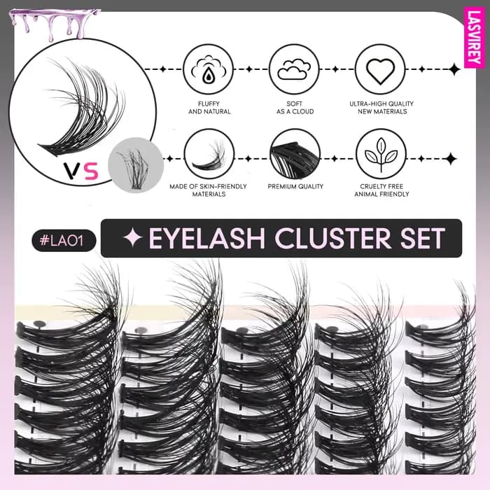 LASVIREY Kit de faux cils en grappes à poser soi-même