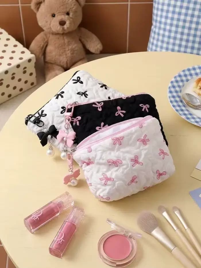 Pochette à maquillage en coton pour femmes