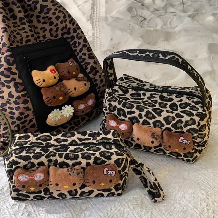 Sac de maquillage à imprimé léopard