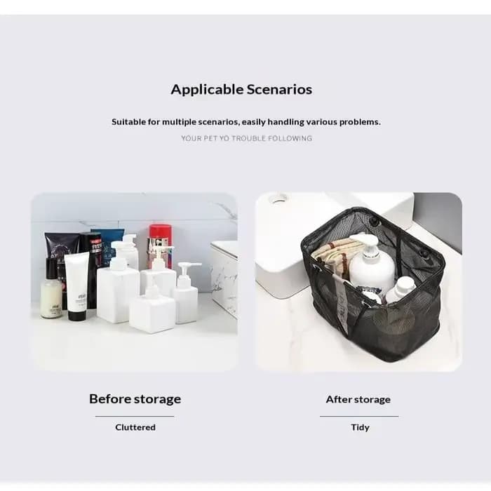 Trousse de toilette en maille avec trous de drainage – Organisateur de douche portable pour hommes et femmes