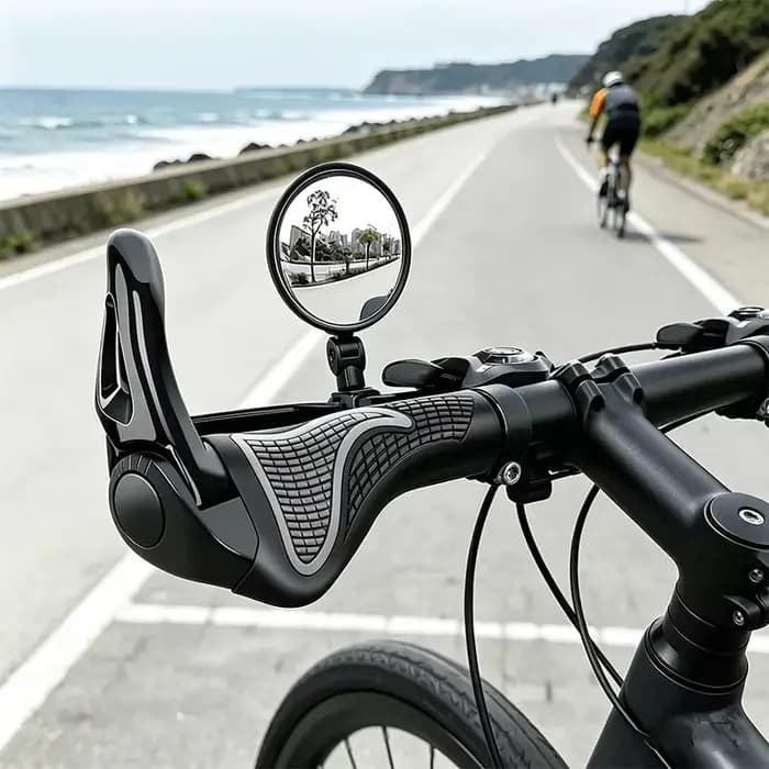 360 °   Miroir de vélo réglable - Miroir de guidon convexe grand angle rotatif pour vélos de route, VTT et trottinettes
