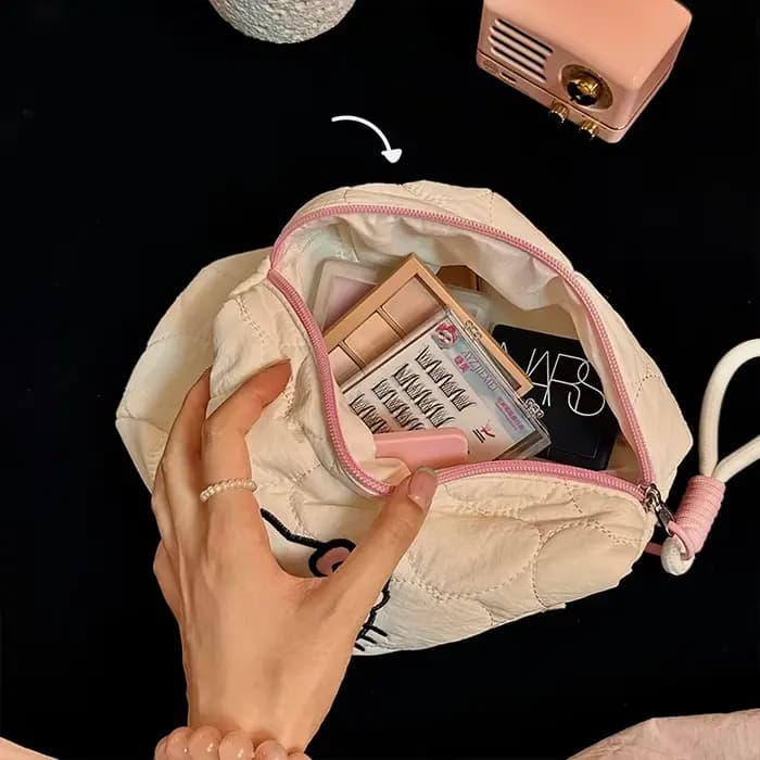 Kawaii Hello Kitty sac de rangement de maquillage grande capacité voyage organisateur de cosmétiques Portable toilette