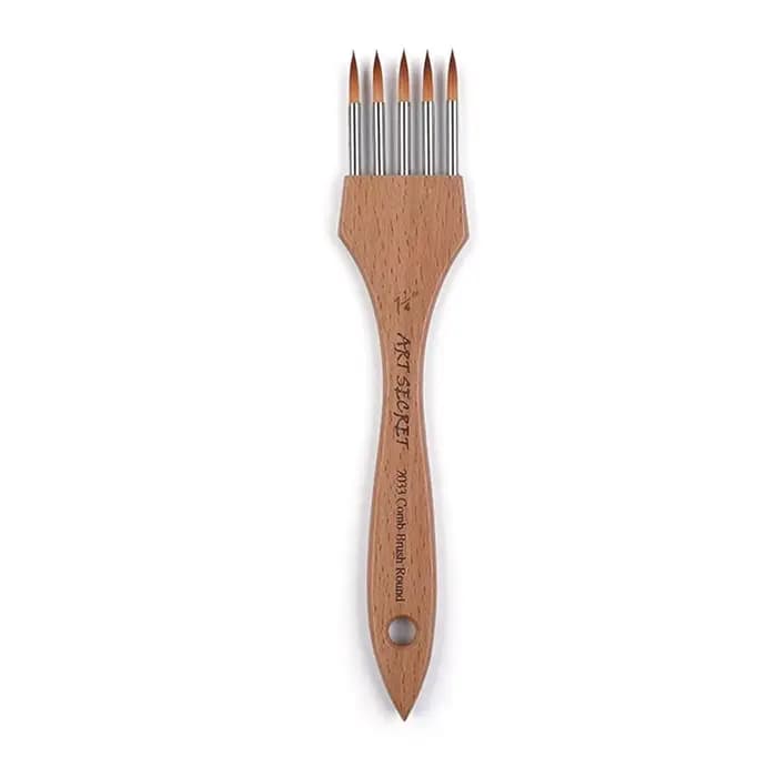 Brosse à Peigne Rond et pio à Dents Multiples, Manche en Nylon, Laine de Bambou, Interconnexion, Fournitures de Peinture Acrylique
