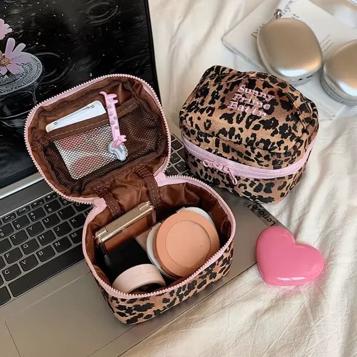 Trousse de maquillage léopard Vintage pour femmes et filles