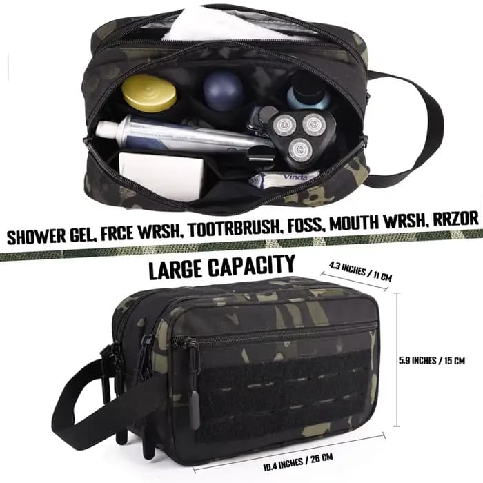 Trousse de toilette tactique hygiène extérieure étanche voyage douche outil pochette Molle hommes Kit de rasage maquillage sac cosmétique