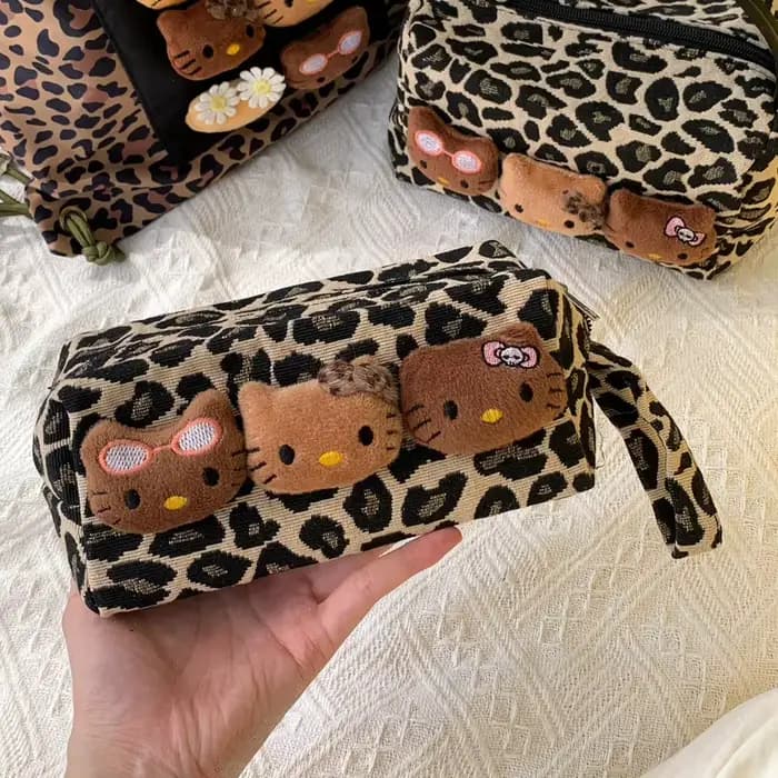Sac de maquillage à imprimé léopard