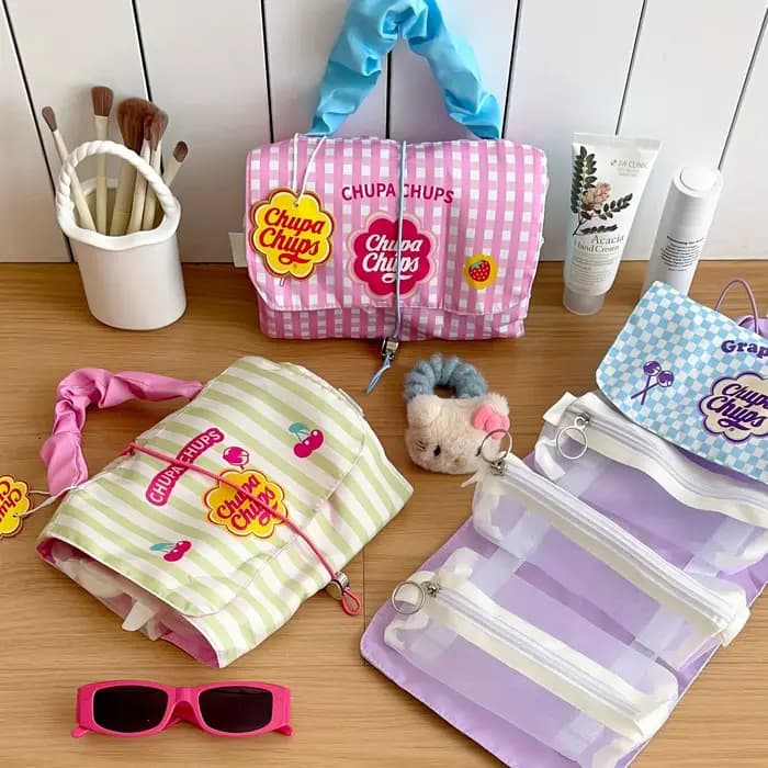 Trousse de maquillage pliante 3 en 1 pour femme – Organisateur de cosmétiques amovible avec un design adapté aux voyages